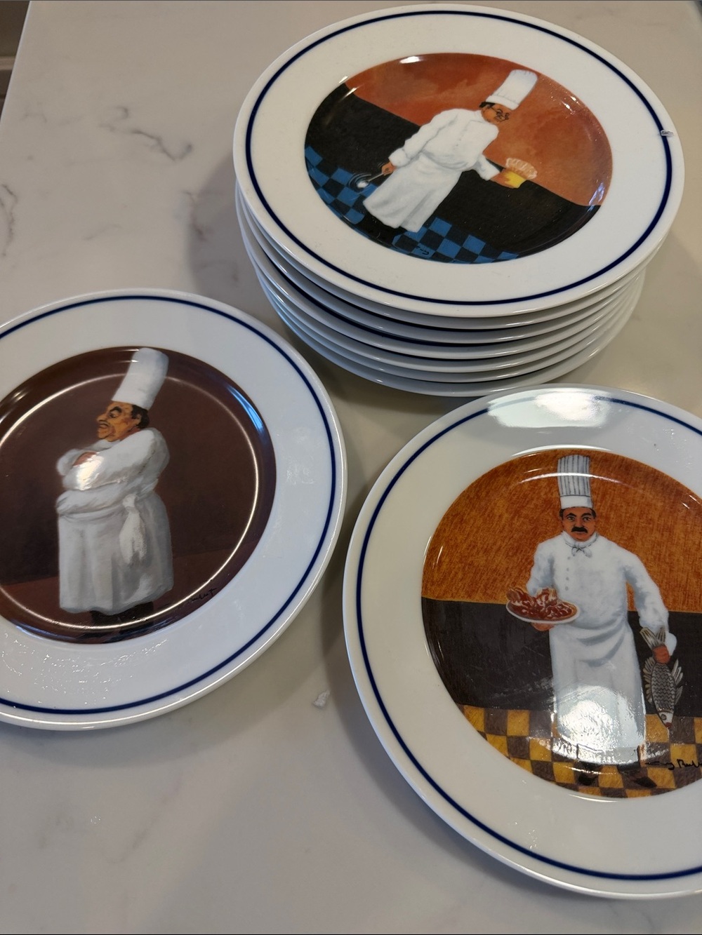 William Sonoma Chef Series 9 Salad/Desert Plates ( 7 3/4”diameter )